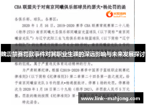 魏震禁赛罚款事件对其职业生涯的深远影响与未来发展探讨