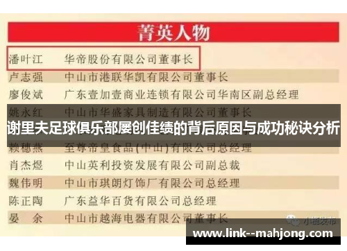 谢里夫足球俱乐部屡创佳绩的背后原因与成功秘诀分析