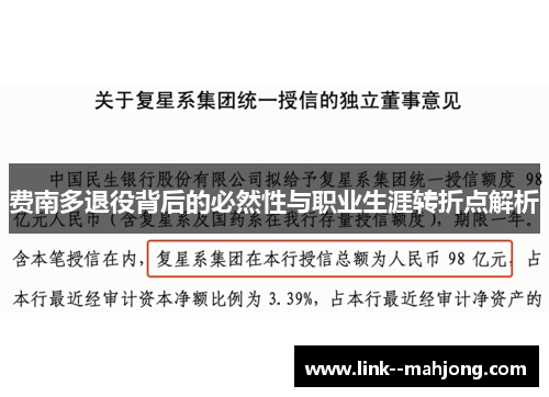费南多退役背后的必然性与职业生涯转折点解析